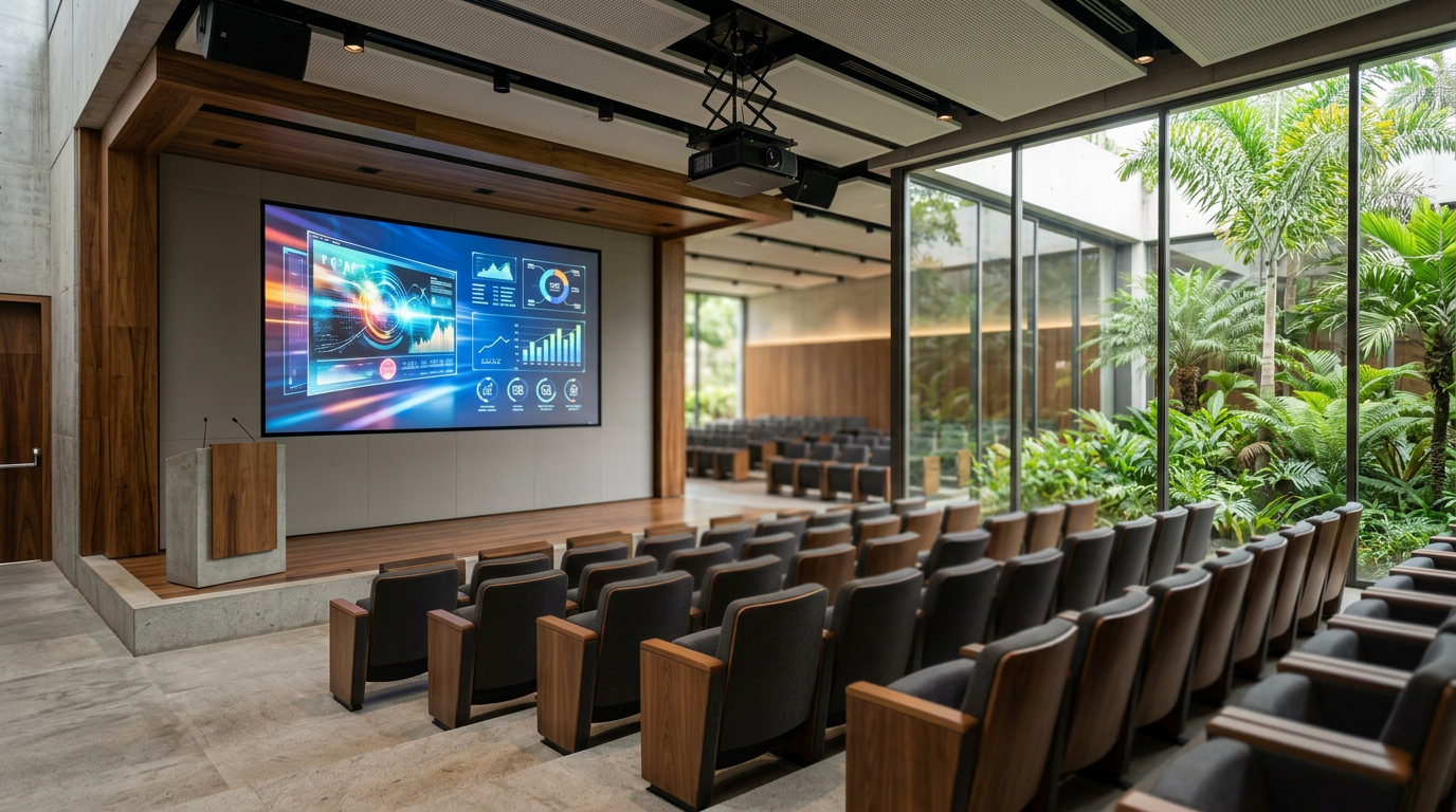 Configurações de projeção para eventos corporativos